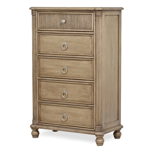 sea wind florida malibu wood chest with 5 drawers in natural/brown