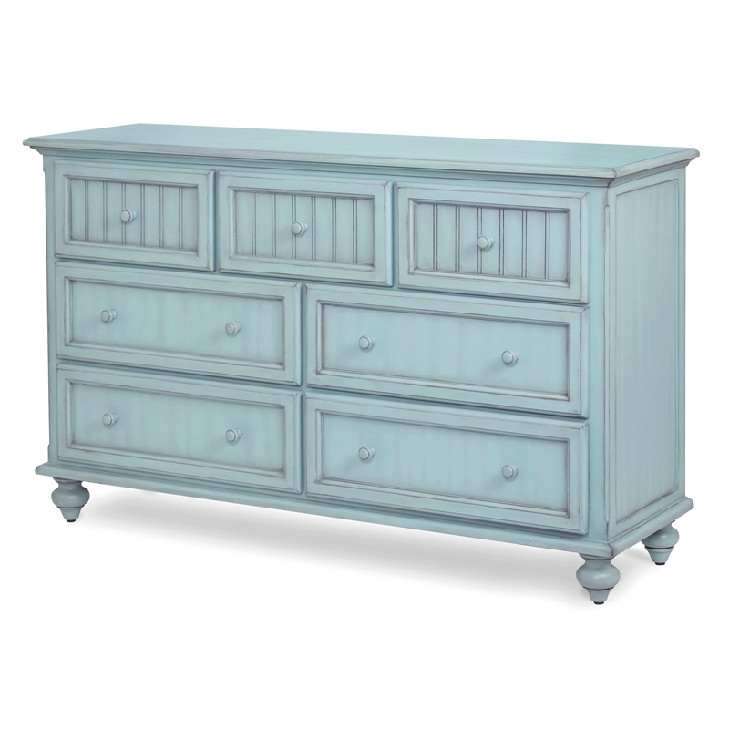 Sea Wind Florida Monaco Coastal Wood Dresser with 7 Drawers in Blue
