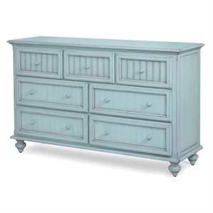 Sea Wind Florida Monaco Coastal Wood Dresser with 7 Drawers in Blue