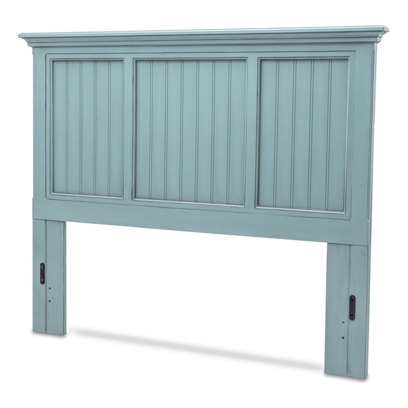Sea Wind Florida Monaco Coastal Solid Wood Queen Headboard in Blue