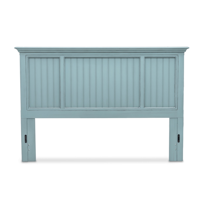 Sea Wind Florida Monaco Coastal Solid Wood King Headboard in Blue