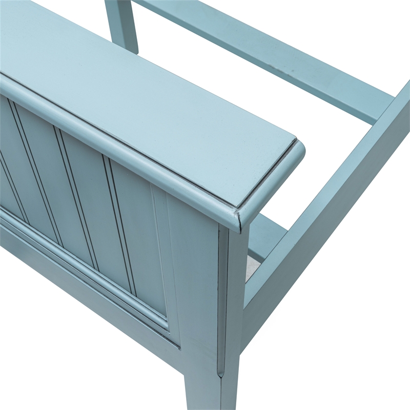 Sea Wind Florida Monaco Coastal Wood Queen Size Panel Bed in Blue
