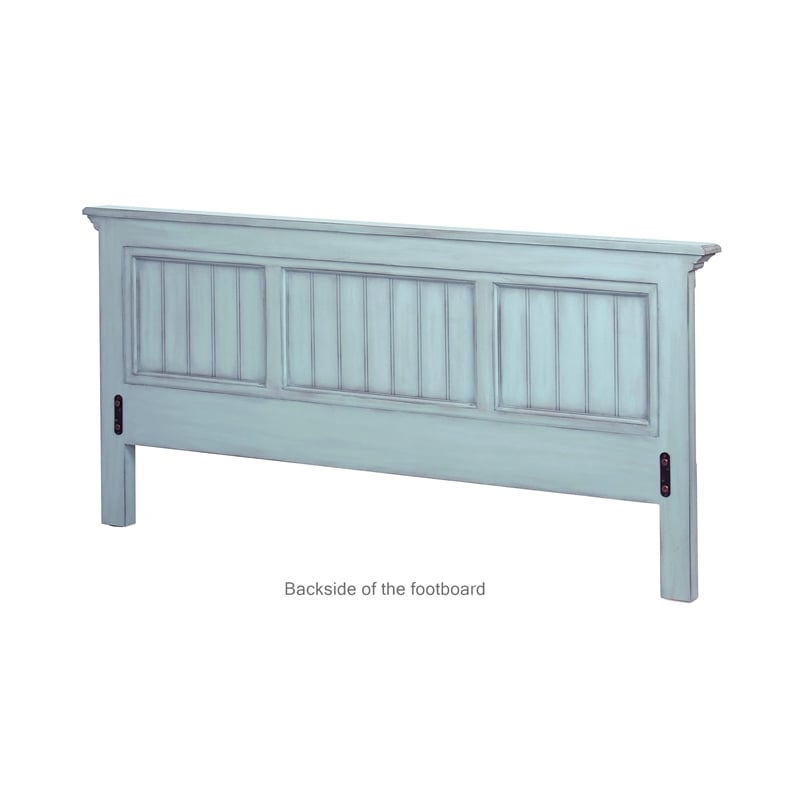 Sea Wind Florida Monaco Coastal Wood Queen Size Panel Bed in Blue