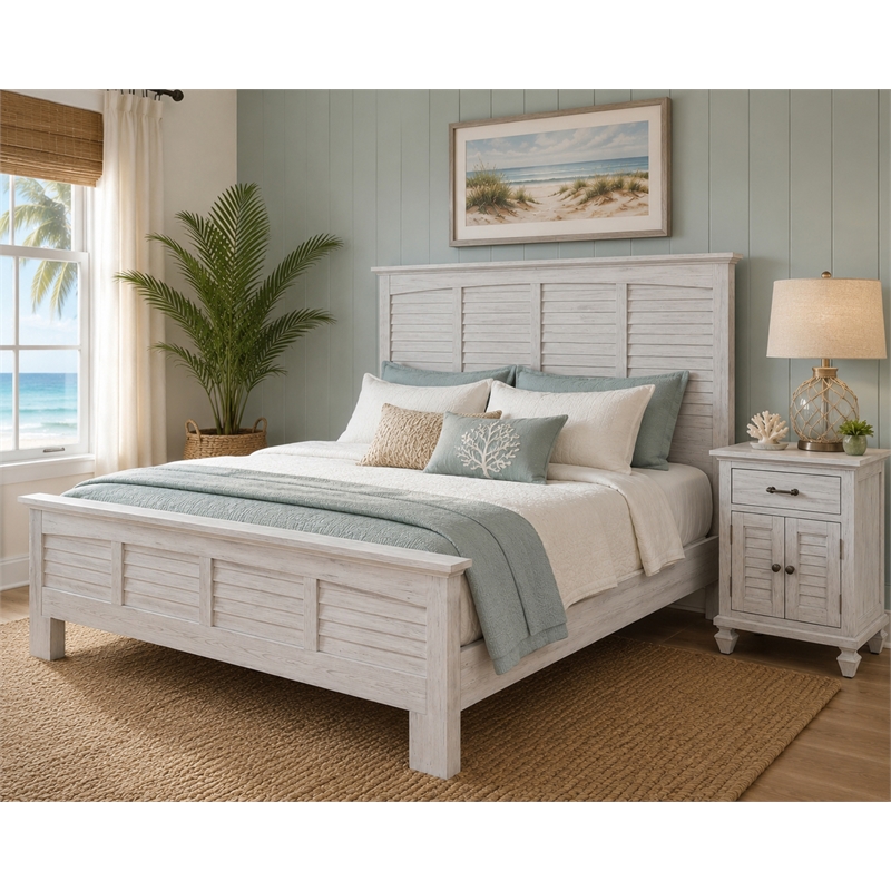 Sea Wind Florida Surfside 2-Door Wood Nightstand with Drawer in White