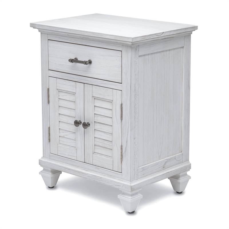 Sea Wind Florida Surfside 2-Door Wood Nightstand with Drawer in White