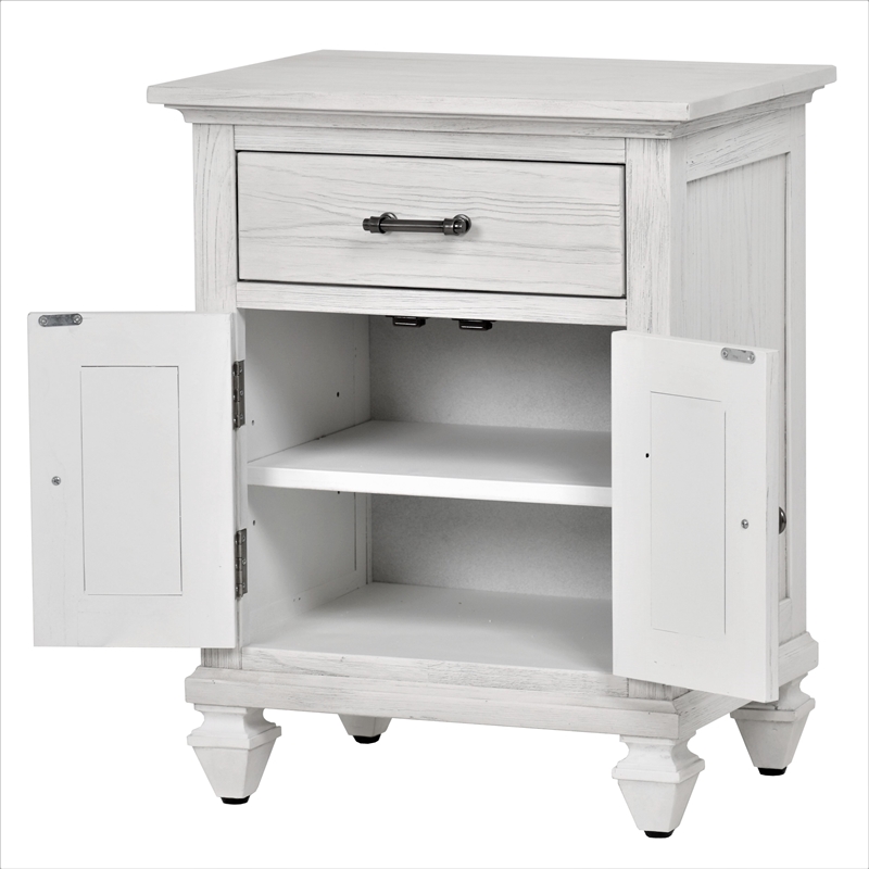 Sea Wind Florida Surfside 2-Door Wood Nightstand with Drawer in White