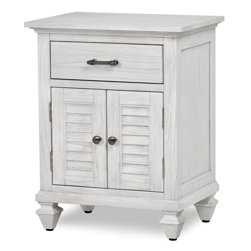Sea Wind Florida Surfside 2-Door Wood Nightstand with Drawer in White
