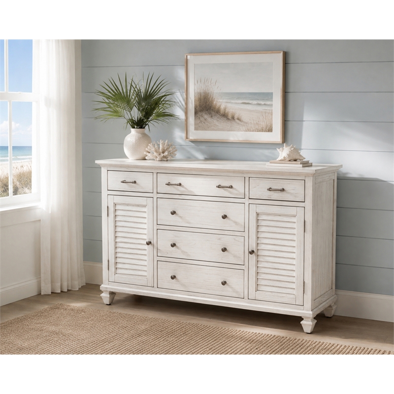 Sea Wind Florida Surfside Wood Dresser with 6 Drawers in White
