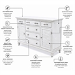 Sea Wind Florida Surfside Wood Dresser with 6 Drawers in White