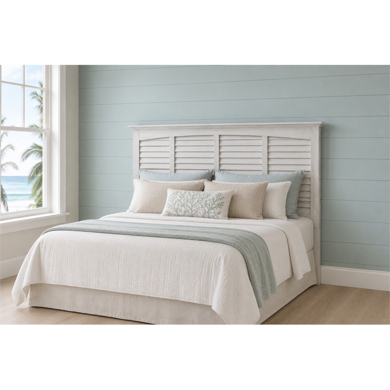 Sea Wind Florida Surfside Coastal Wood Queen Headboard in White