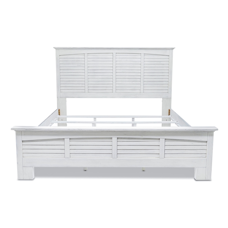 Sea Wind Florida Surfside Coastal Wood King Panel Bed in White