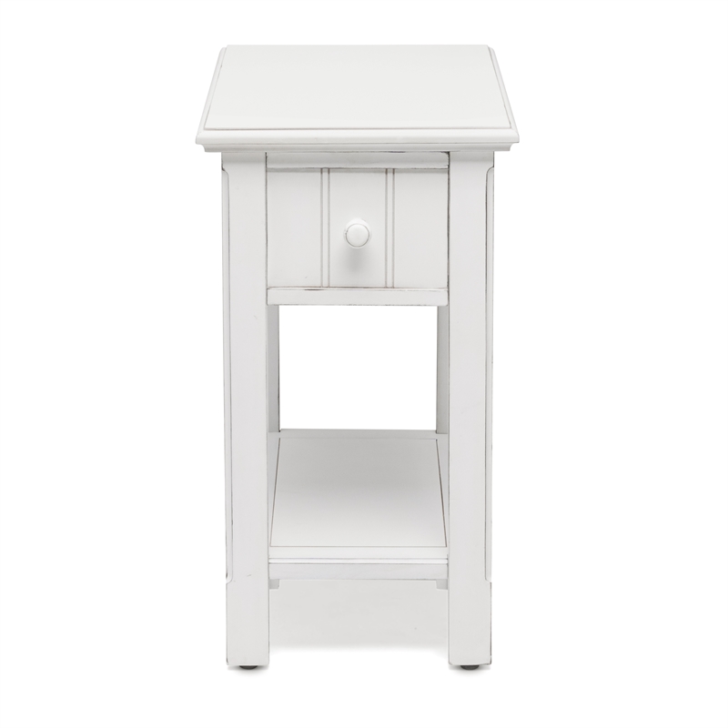 Sea Wind Florida Monaco Wood Chairside Table with Lower Shelf in White