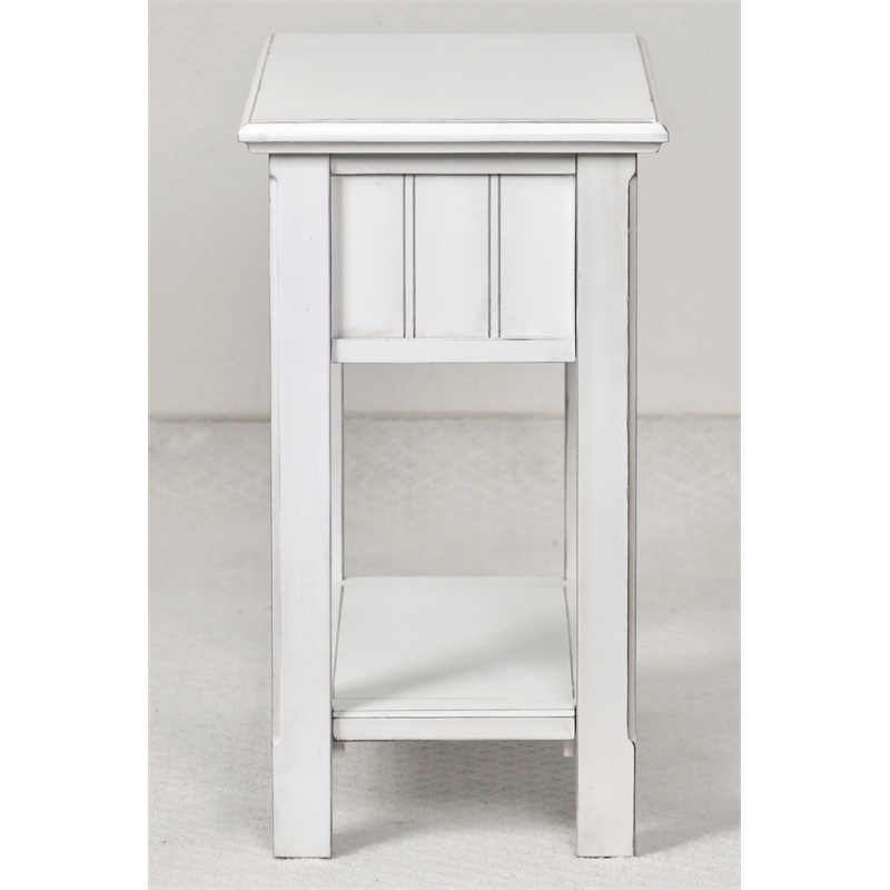 Sea Wind Florida Monaco Wood Chairside Table with Lower Shelf in White