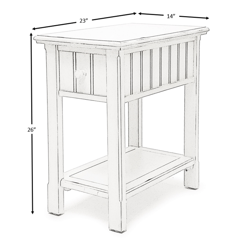 Sea Wind Florida Monaco Wood Chairside Table with Lower Shelf in White