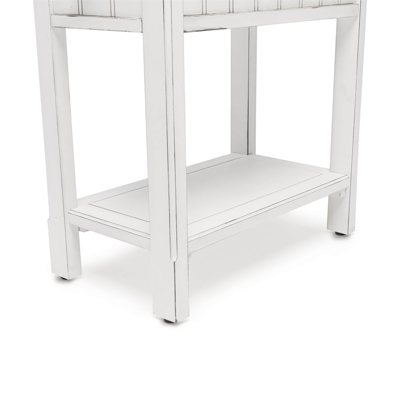 Sea Wind Florida Monaco Wood Chairside Table with Lower Shelf in White