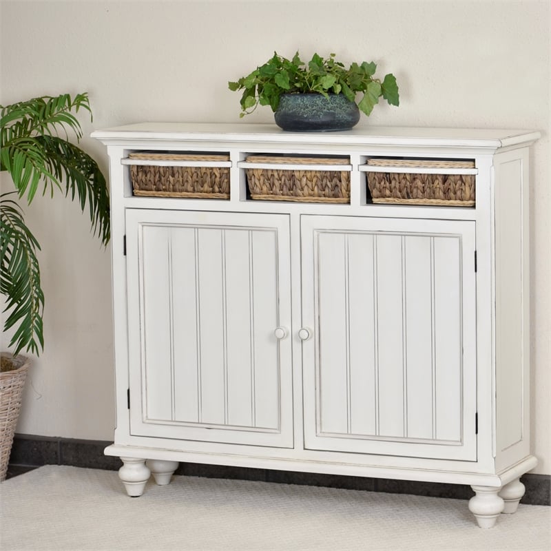Sea Wind Florida Monaco 2-Door Wood Entry Cabinet with Baskets in White