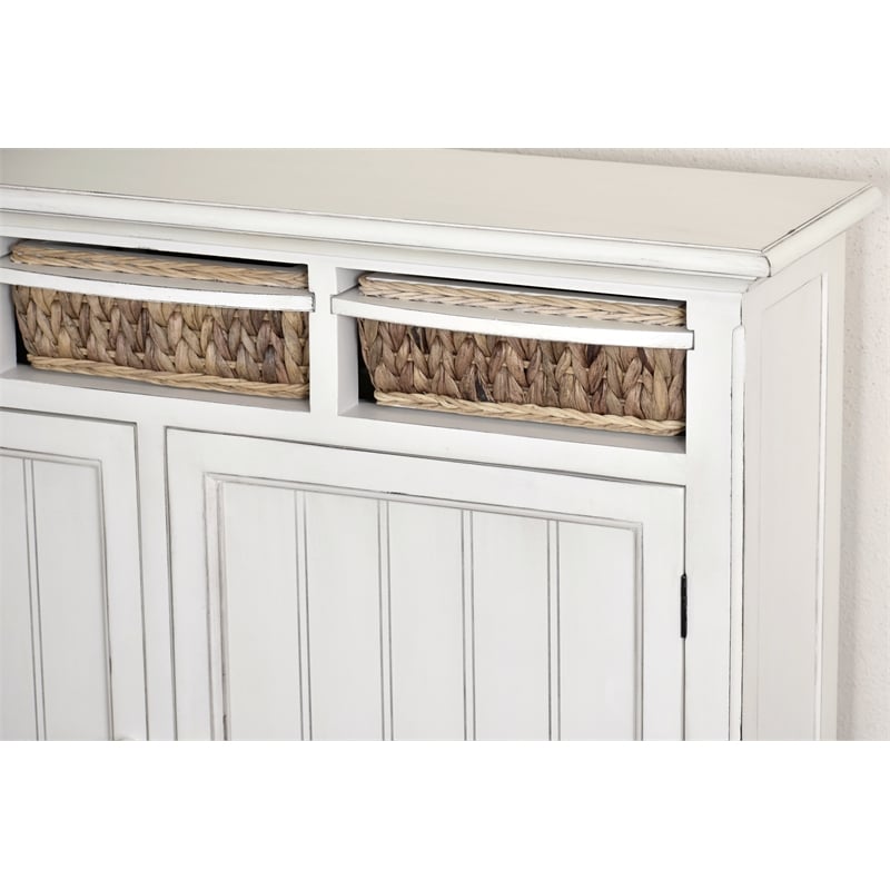 Sea Wind Florida Monaco 2-Door Wood Entry Cabinet with Baskets in White