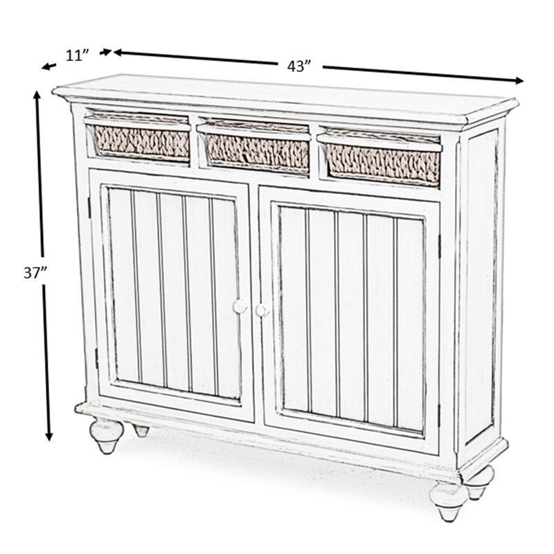 Sea Wind Florida Monaco 2-Door Wood Entry Cabinet with Baskets in White