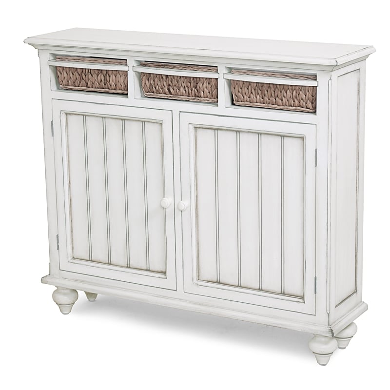 Sea Wind Florida Monaco 2-Door Wood Entry Cabinet with Baskets in White