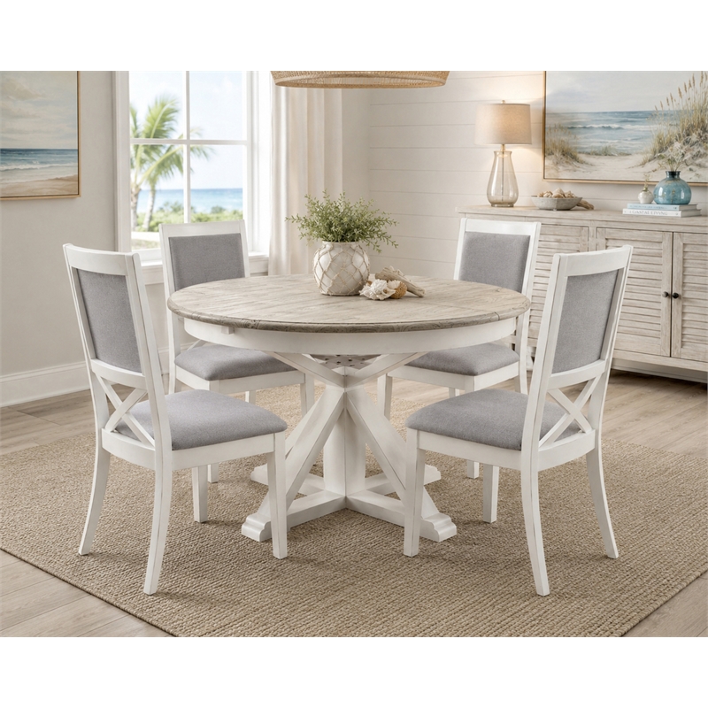 sea winds islamorada dining chair upholstered grey fabric (set of 2) - gray