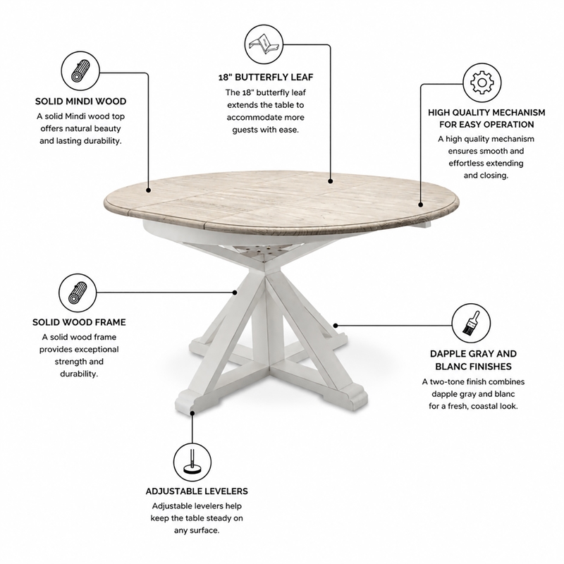 Sea Winds Islamorada Butterfly Dining Table in Gray