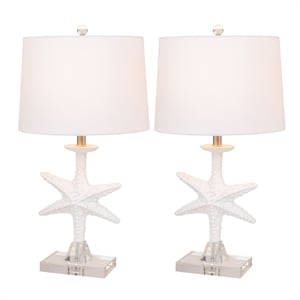 Lux Lighting 28&quot White Coastal Starfish Table Lamps (Set of 2) 3-Way Switch