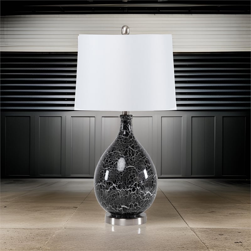 Lux Lighting  Glass Grey/Silver Timeless Table Lamps (Set of 2) 3-Way Switch