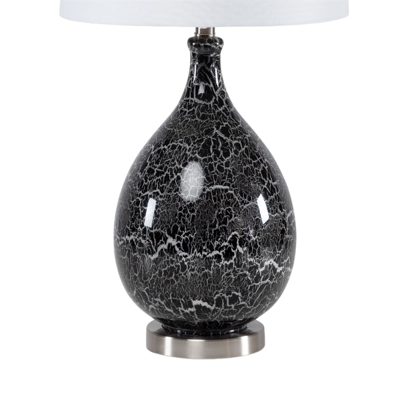 Lux Lighting  Glass Grey/Silver Timeless Table Lamps (Set of 2) 3-Way Switch