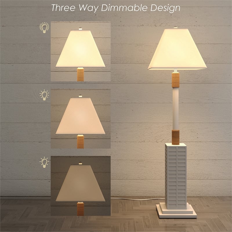Lux Lighting  63'' Coastal White Shutter Floor Lamp 3-Way Switch