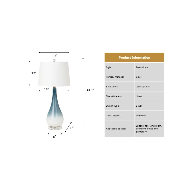 Lux Lighting Ombre Black/White Glass Table Lamps (Set of 2) 3-Way Switch