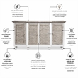 Islamorada 4-Door Credenza TV Stand Entertainment Unit - Gray - Wood