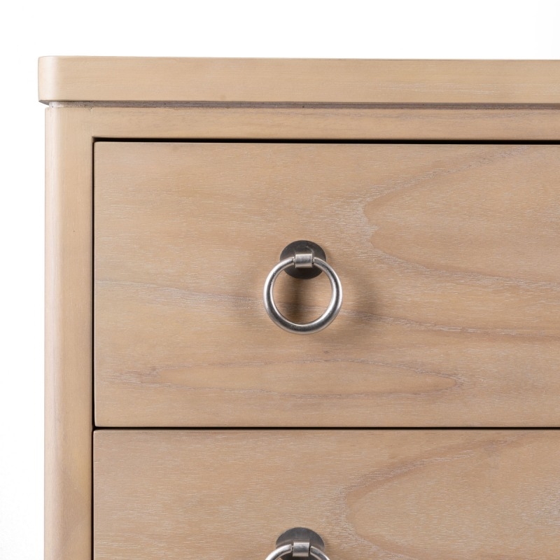 Monterey Solid Wood Tan Coastal Modern 5 Drawer Chest in Brown