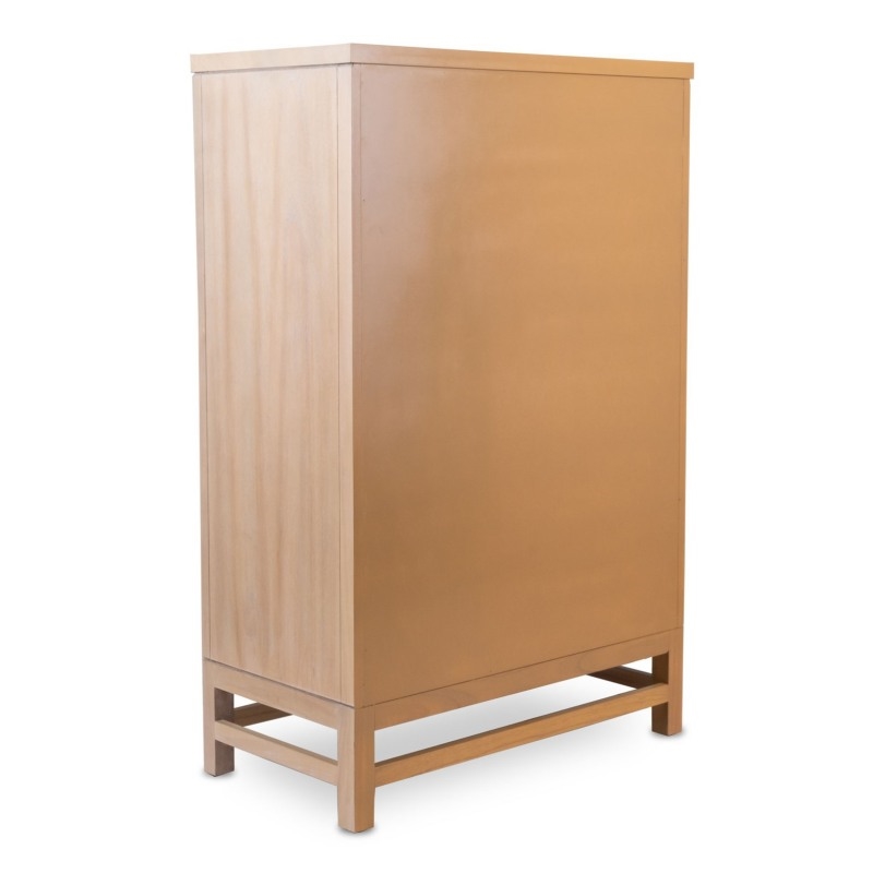 Monterey Solid Wood Tan Coastal Modern 5 Drawer Chest in Brown