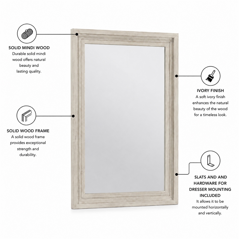 Sea Winds Trading Sea Winds Ocean Isles Mirror in Aged Ivory - Blue - Wood