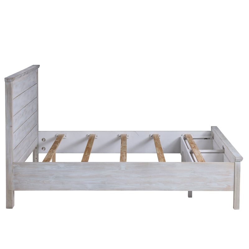 Sea Winds Trading Geneva Solidwood King Storage Bed in Distressed Grey White