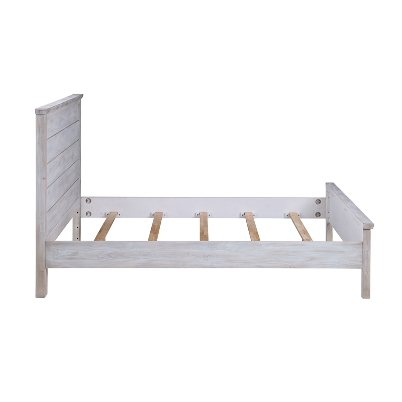 Sea Winds Trading Geneva Solidwood King Panel Bed in Distressed Grey White