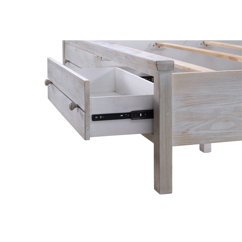 Sea Winds Trading Geneva Solidwood Queen Storage Bed in Distressed Grey White