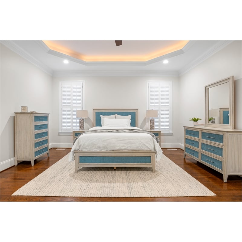 Sea Winds Trading Ocean Isles Queen Woven Bed in Ocean Blue and Aged Ivory