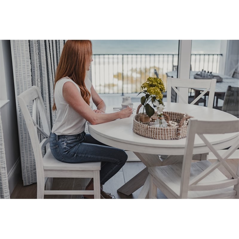 Sea Winds Trading Surfside Solidwood X-back Dining Chair in White (Set of 2)