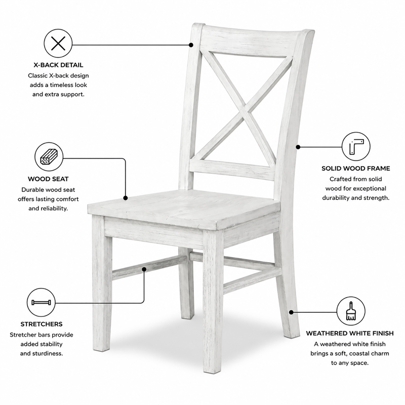 Sea Winds Trading Surfside Solidwood X-back Dining Chair in White (Set of