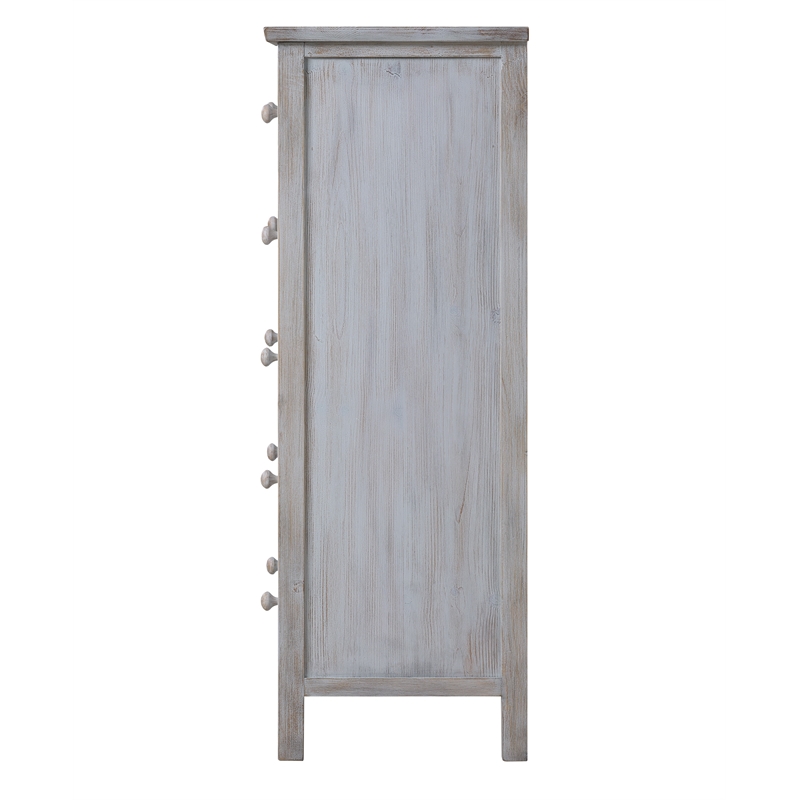 Sea Winds Trading Geneva 5 Drawer Solidwood Chest in Grey White