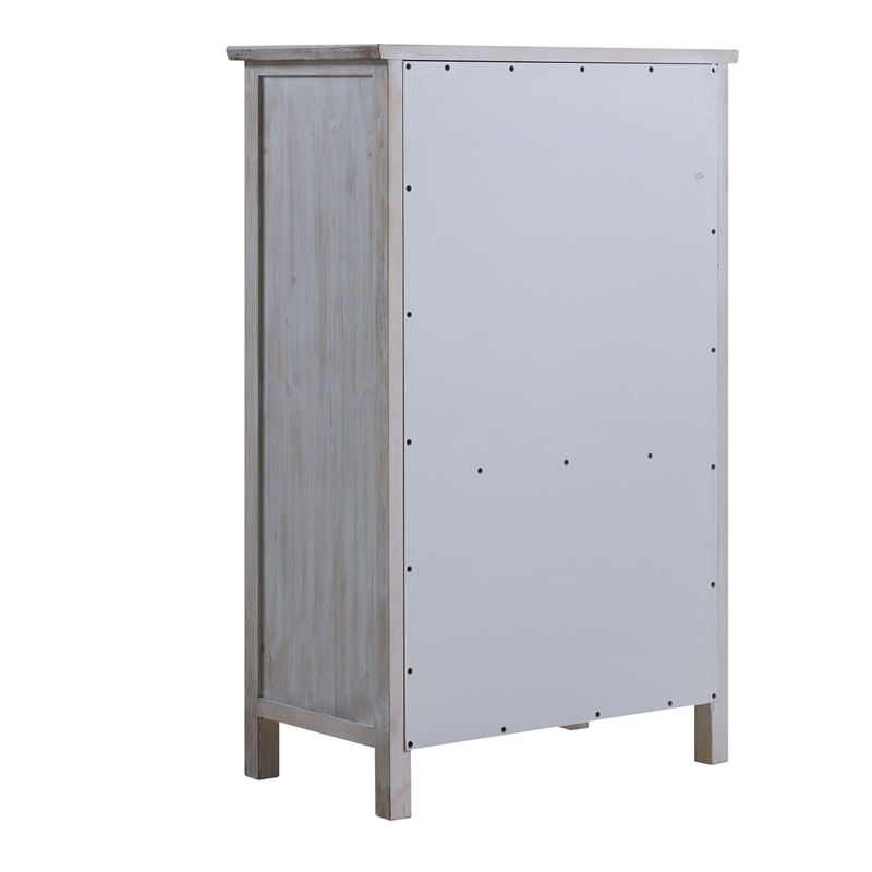 Sea Winds Trading Geneva 5 Drawer Solidwood Chest in Grey White