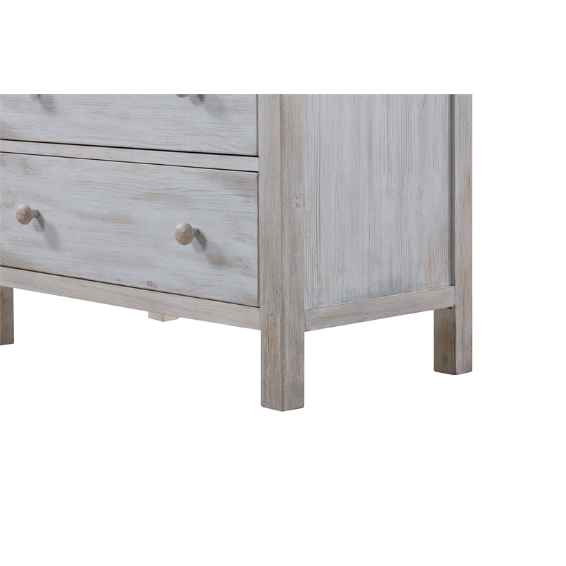 Sea Winds Trading Geneva 5 Drawer Solidwood Chest in Grey White