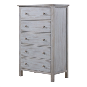 Sea Winds Trading Geneva 5 Drawer Solidwood Chest in Grey White