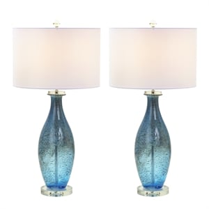 Lux Lighting  Blue Tone Art Glass Lamps (Set of 2)