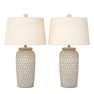 Lux Lighting 27&quot Luna Table Lamp in White Ceramic (Set of 2)
