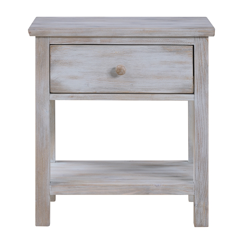 Sea Winds Geneva 1 Drawer Storage Solidwood Nightstand in Brown Grey White