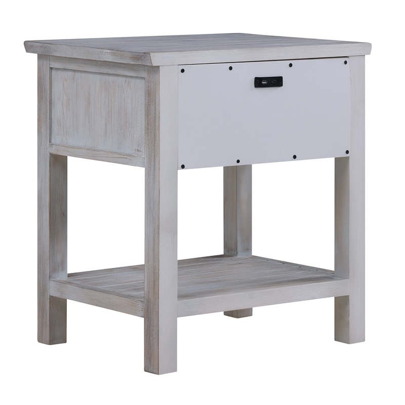 Sea Winds Geneva 1 Drawer Storage Solidwood Nightstand in Brown Grey White