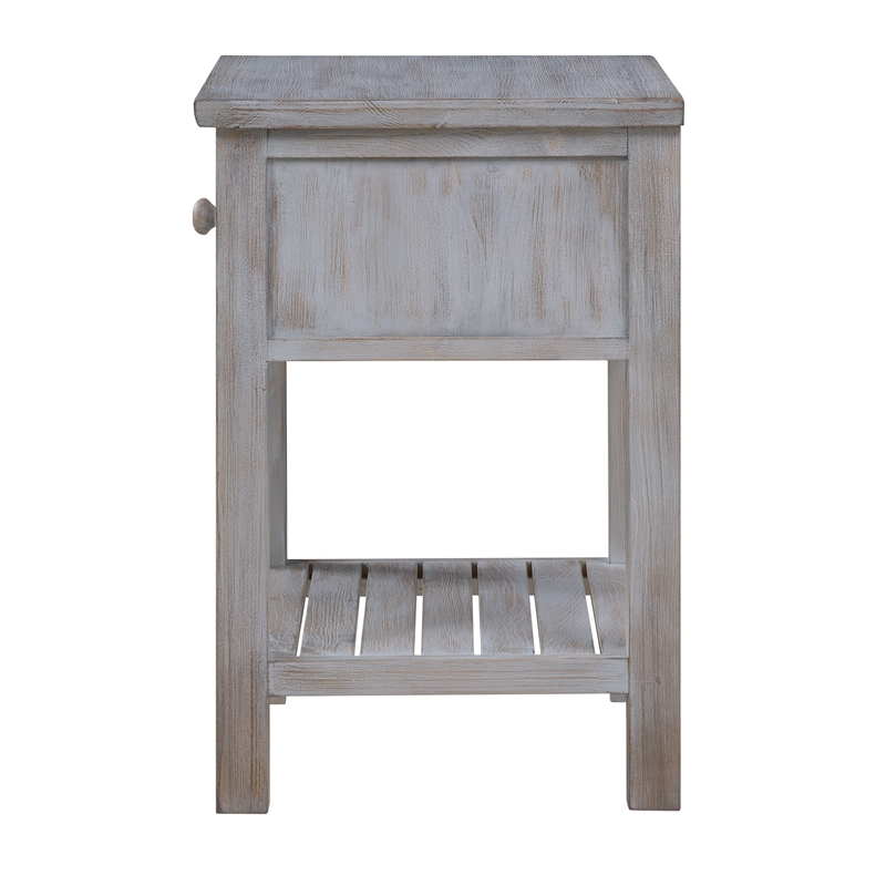 Sea Winds Geneva 1 Drawer Storage Solidwood Nightstand in Brown Grey White
