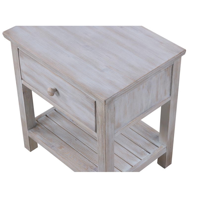 Sea Winds Geneva 1 Drawer Storage Solidwood Nightstand in Brown Grey White